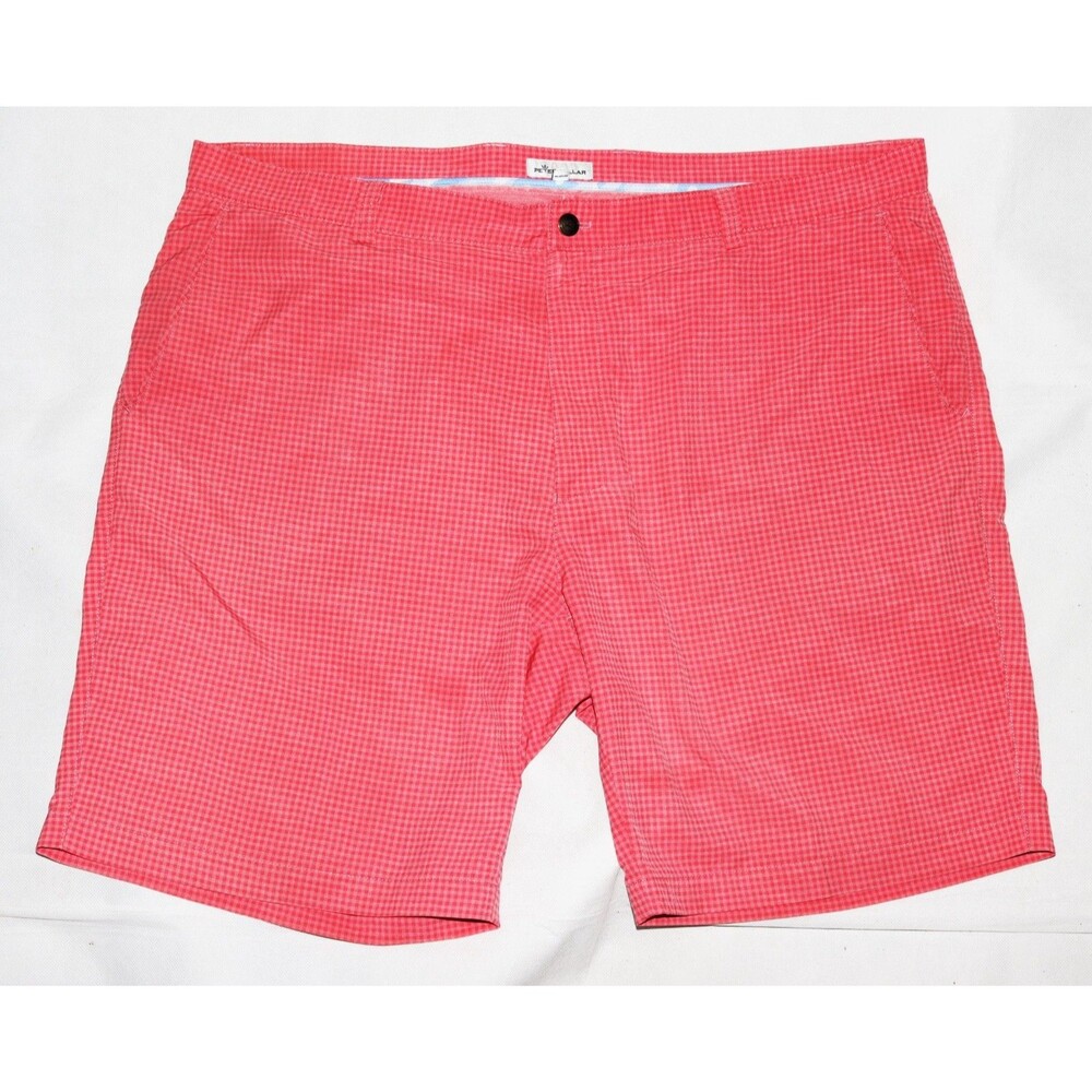 Peter Millar Shorts Men's 42 Shackleford Hybrid Gingham Pink Flat Front Golf‎